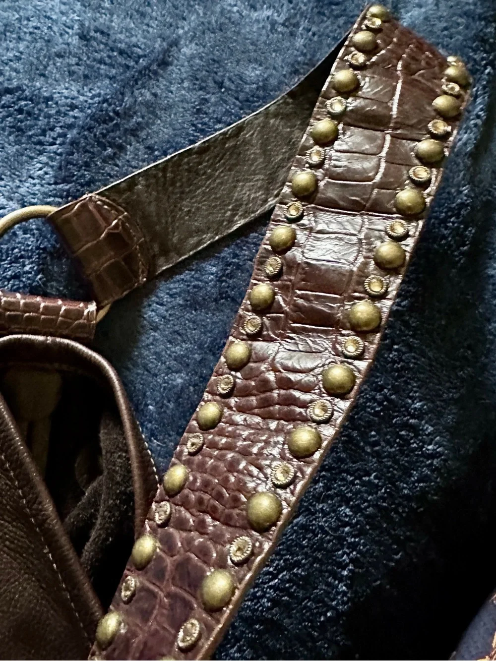 Leatherock Brown Fleur-de-Lis Hobo Bag with Rhinestones